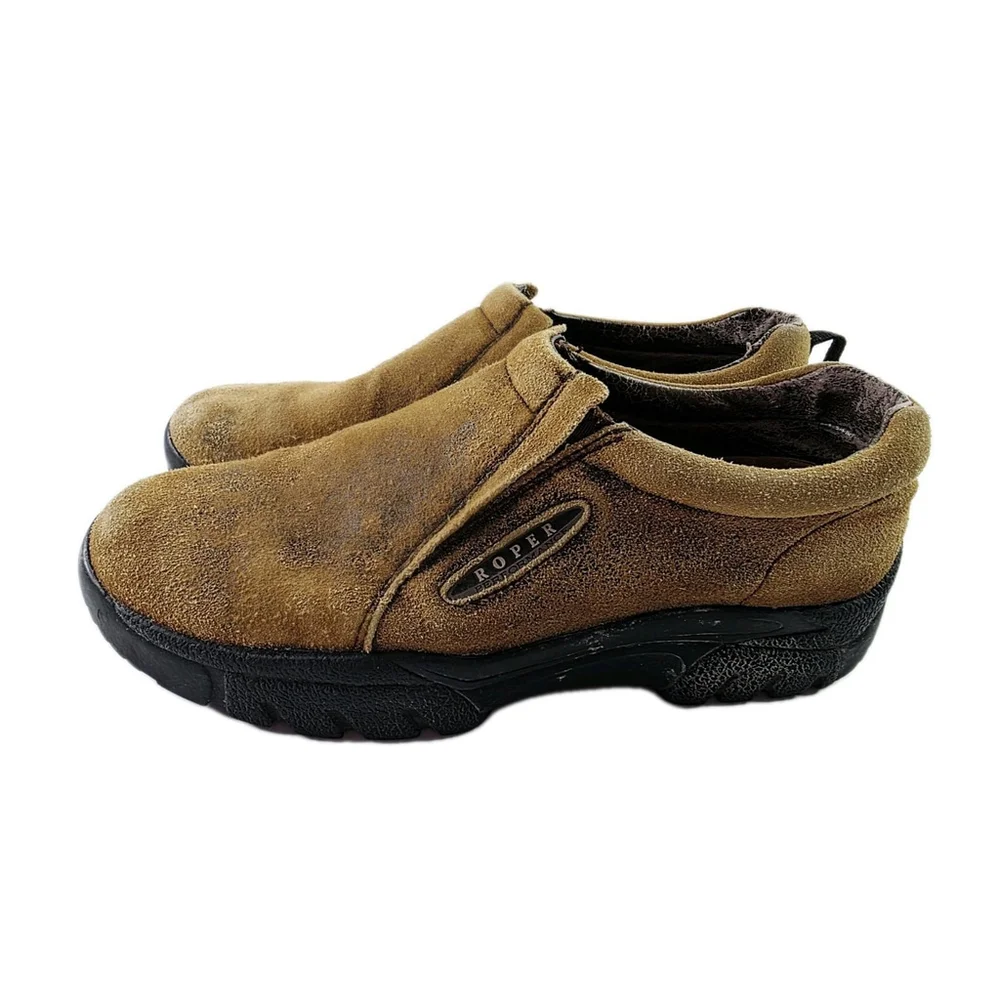 Roper Performance Brown Suede Slip On Loafer Shoe Men's Size 12